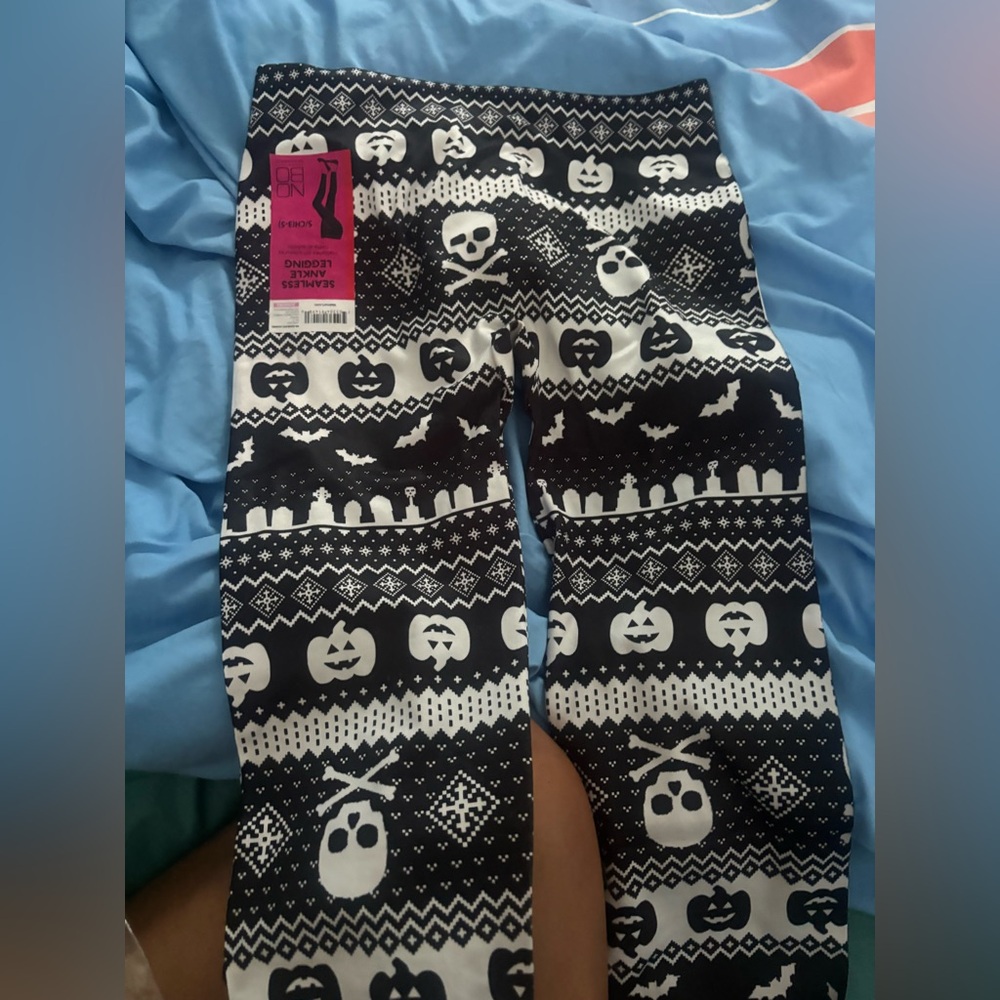 No Boundaries Black and White Halloween Leggings